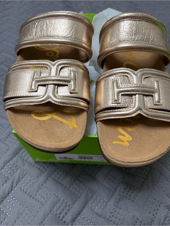 Sam Edelman Shoes - Sam Edelman Metallic Gold Double-Strap Slide Sandals